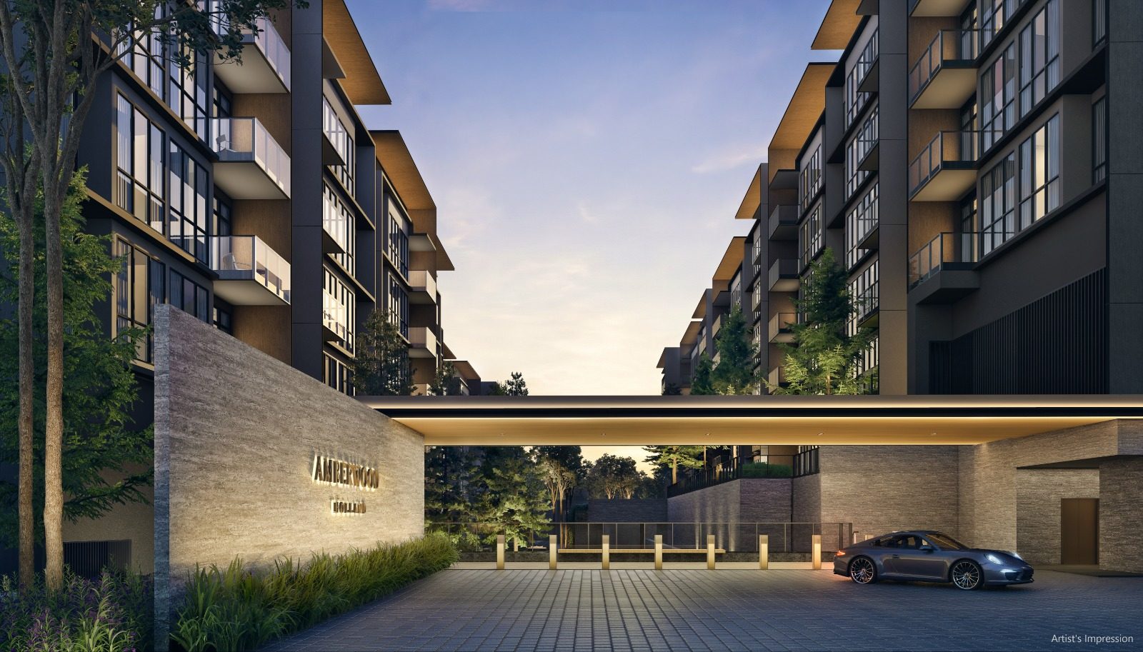Amberwood At Holland — arrival plaza and entrance drop-off, artist's impression